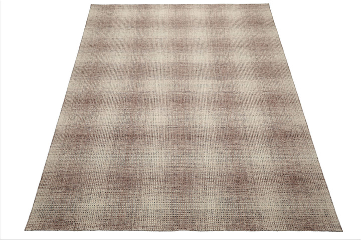 Celeste Rugs Multi Sizes Modern & Contemporary Plaid Ivory Hand Hooked Wool Oriental Area Rug