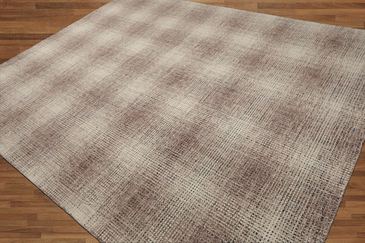 Celeste Rugs Multi Sizes Modern & Contemporary Plaid Ivory Hand Hooked Wool Oriental Area Rug