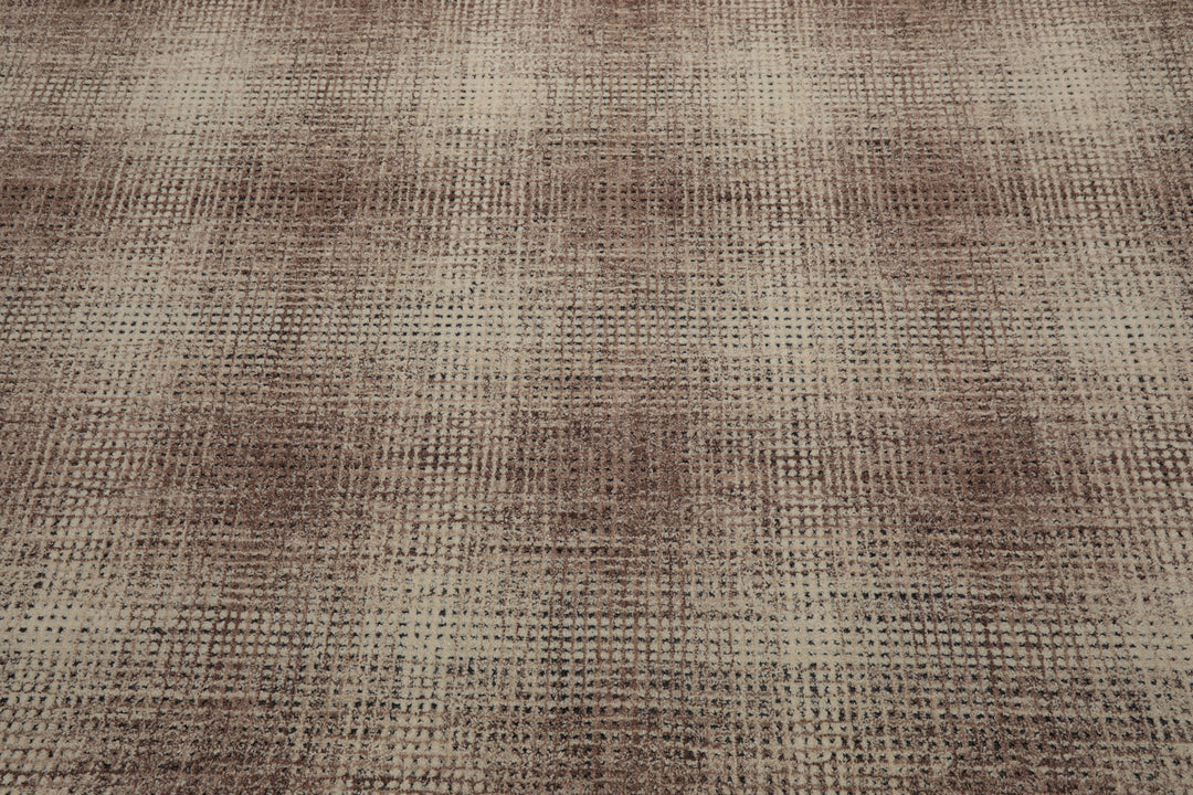 Celeste Rugs Multi Sizes Modern & Contemporary Plaid Ivory Hand Hooked Wool Oriental Area Rug