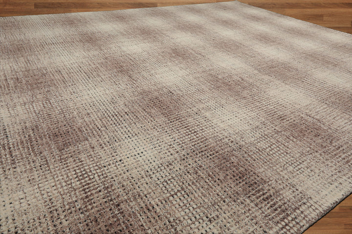 Celeste Rugs Multi Sizes Modern & Contemporary Plaid Ivory Hand Hooked Wool Oriental Area Rug