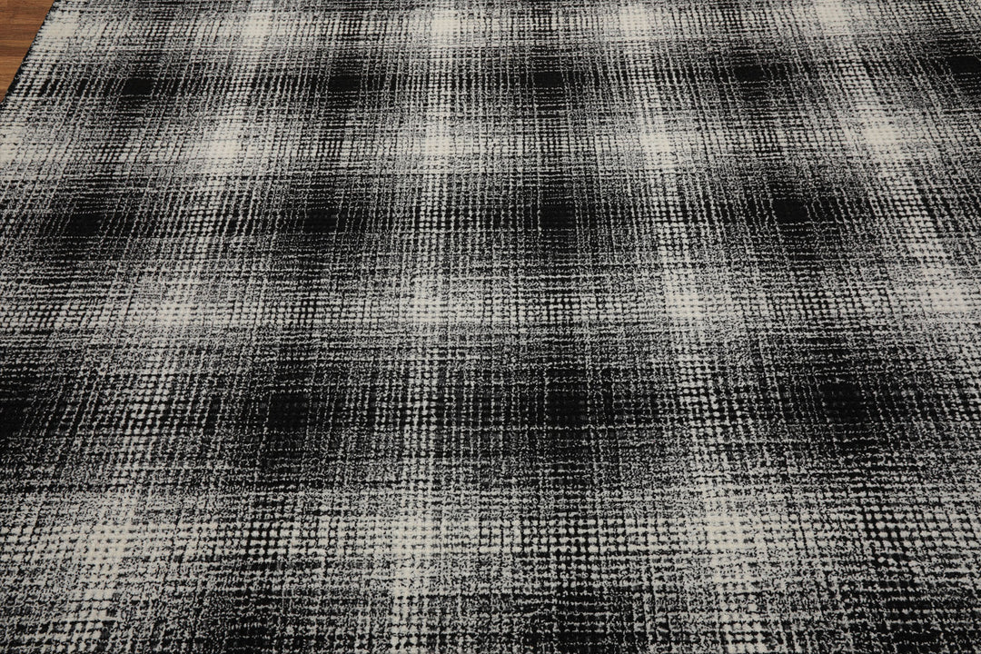 Celeste Rugs Modern & Contemporary Multi Sizes Black Hand Hooked Plaid Wool Oriental Area Rug
