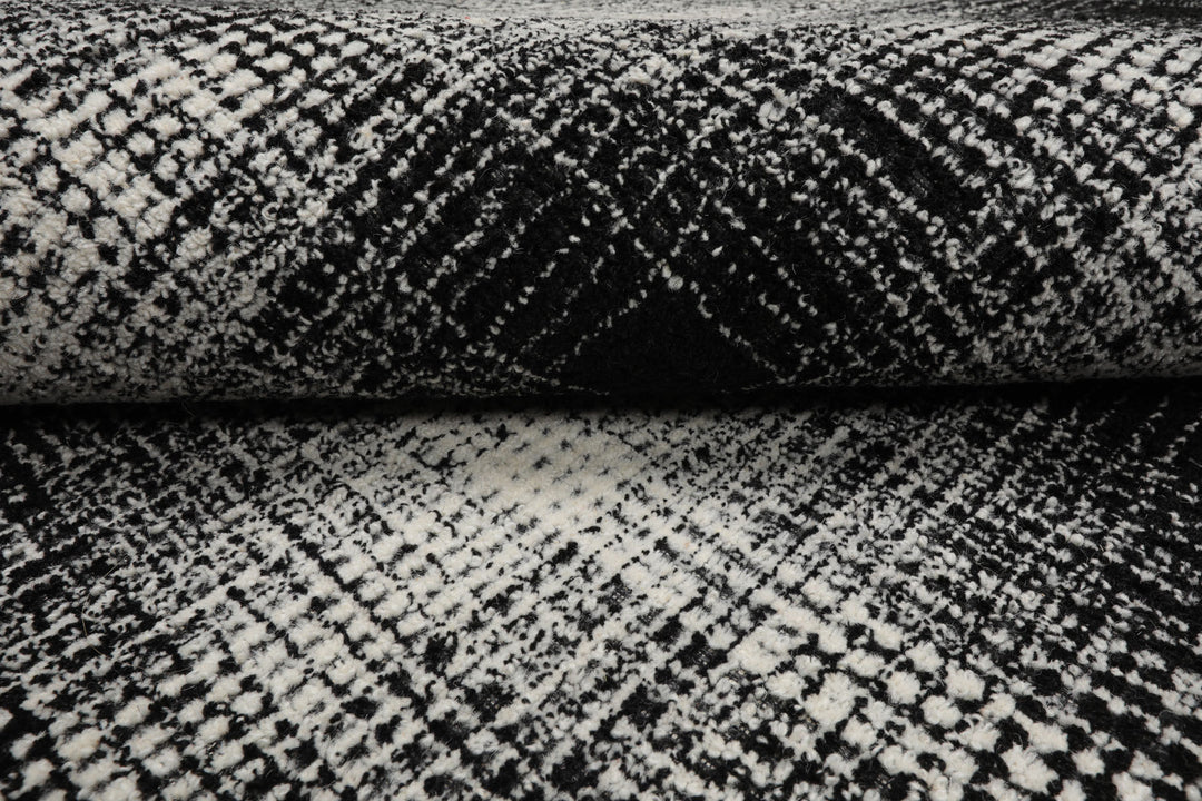 Celeste Rugs Modern & Contemporary Multi Sizes Black Hand Hooked Plaid Wool Oriental Area Rug