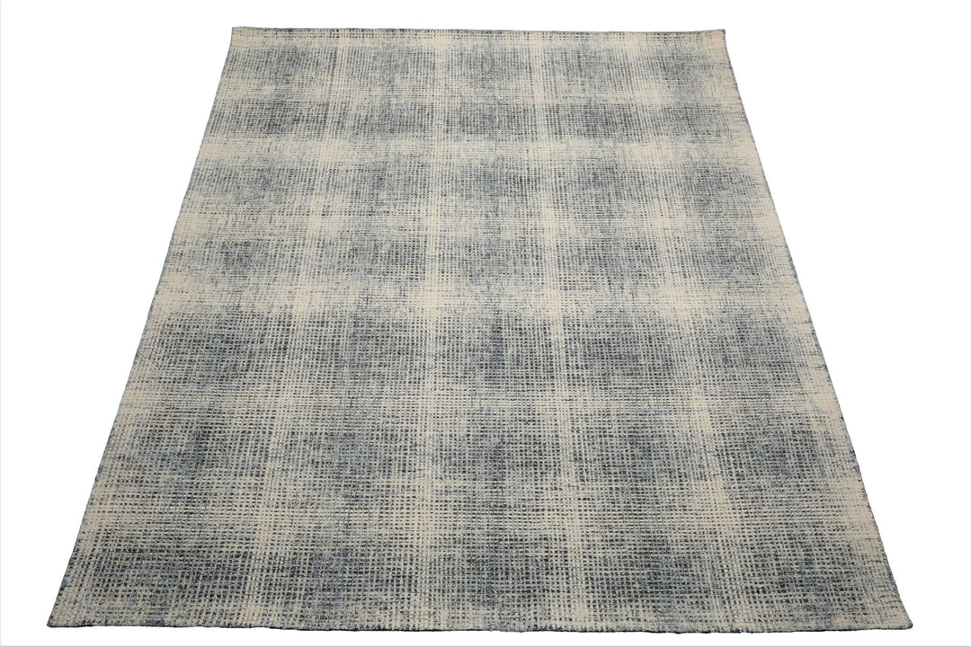 Celeste Rugs Hand Hooked Modern & Contemporary Multi Sizes Ivory Plaid Wool Oriental Area Rug