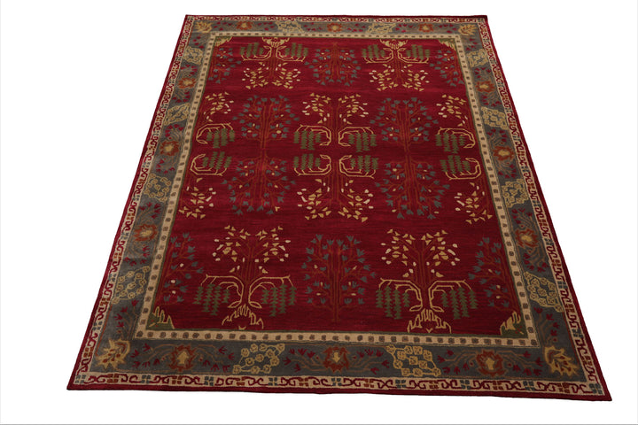 Celeste Rugs Hand Tufted Traditional Arts & Crafts 8'x10' Burgundy Wool Oriental Area Rug