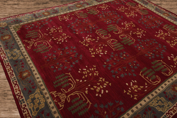 Celeste Rugs Hand Tufted Traditional Arts & Crafts 8'x10' Burgundy Wool Oriental Area Rug