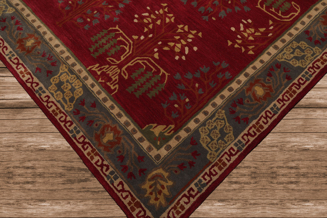 Celeste Rugs Hand Tufted Traditional Arts & Crafts 8'x10' Burgundy Wool Oriental Area Rug