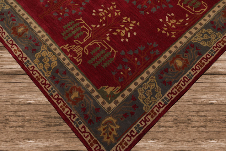 Celeste Rugs Hand Tufted Traditional Arts & Crafts 8'x10' Burgundy Wool Oriental Area Rug