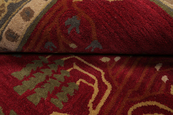 Celeste Rugs Hand Tufted Traditional Arts & Crafts 8'x10' Burgundy Wool Oriental Area Rug