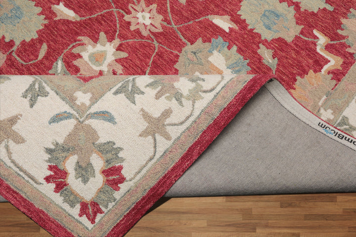 Celeste Rugs Multi Sizes Coral Hand Hooked Transitional Agra Wool Oriental Area Rug