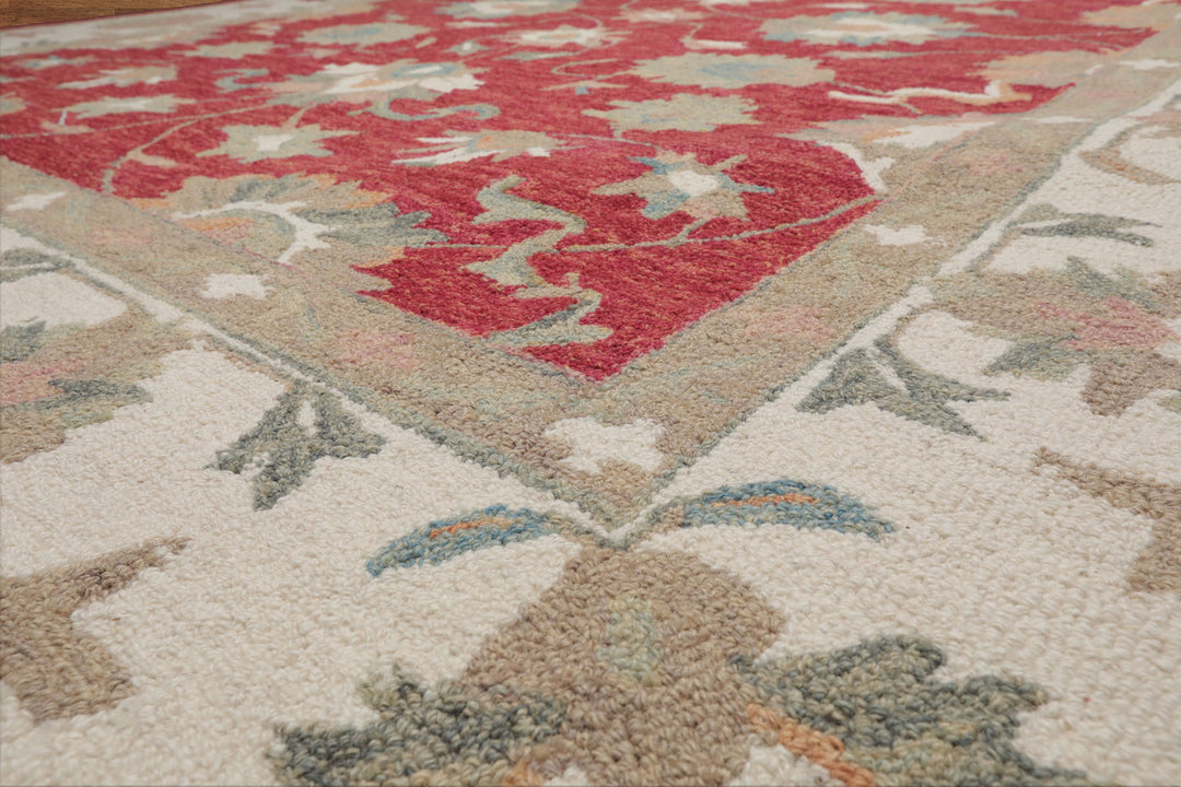 Celeste Rugs Multi Sizes Coral Hand Hooked Transitional Agra Wool Oriental Area Rug