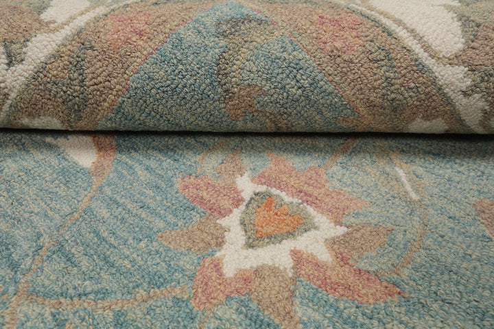 Celeste Rugs Multi Sizes Aqua Hand Hooked Transitional Agra Wool Oriental Area Rug