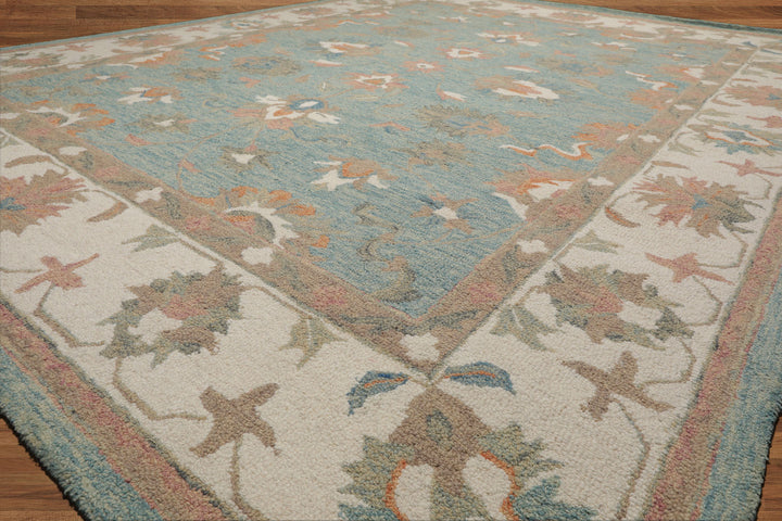 Celeste Rugs Multi Sizes Aqua Hand Hooked Transitional Agra Wool Oriental Area Rug