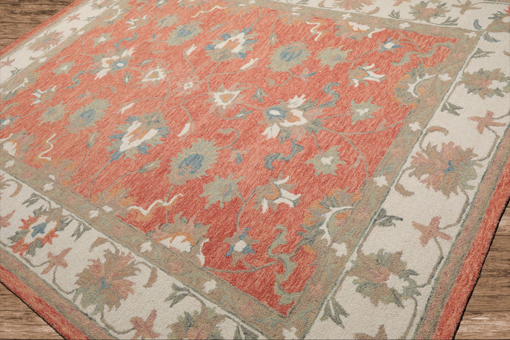 Celeste Rugs  Multi Sizes Orange Hand Hooked Transitional Agra Wool Oriental Area Rug