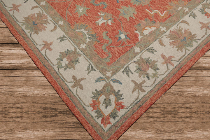 Celeste Rugs  Multi Sizes Orange Hand Hooked Transitional Agra Wool Oriental Area Rug