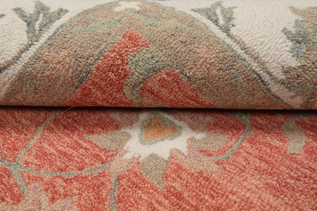 Celeste Rugs  Multi Sizes Orange Hand Hooked Transitional Agra Wool Oriental Area Rug