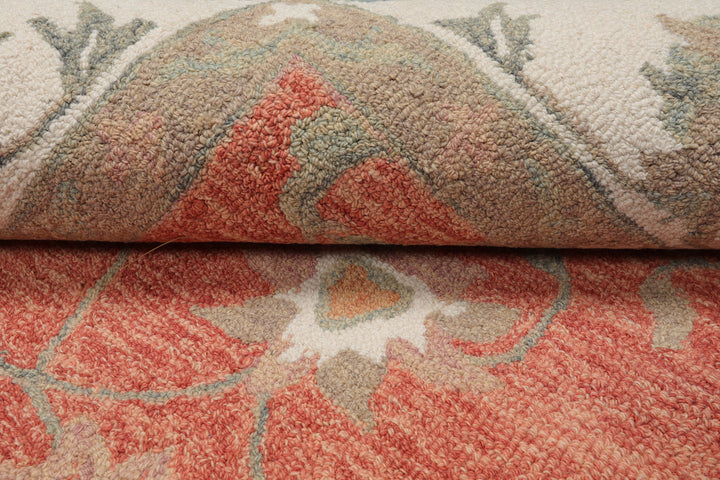 Celeste Rugs  Multi Sizes Orange Hand Hooked Transitional Agra Wool Oriental Area Rug