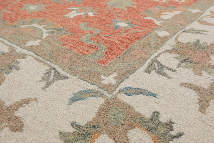 Celeste Rugs  Multi Sizes Orange Hand Hooked Transitional Agra Wool Oriental Area Rug