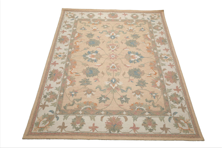 Celeste Rugs Multi Sizes Pale Peach Hand Hooked Transitional Agra Wool Oriental Area Rug