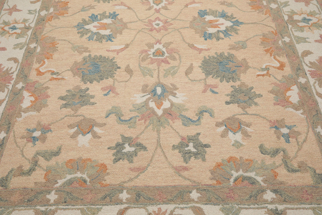 Celeste Rugs Multi Sizes Pale Peach Hand Hooked Transitional Agra Wool Oriental Area Rug