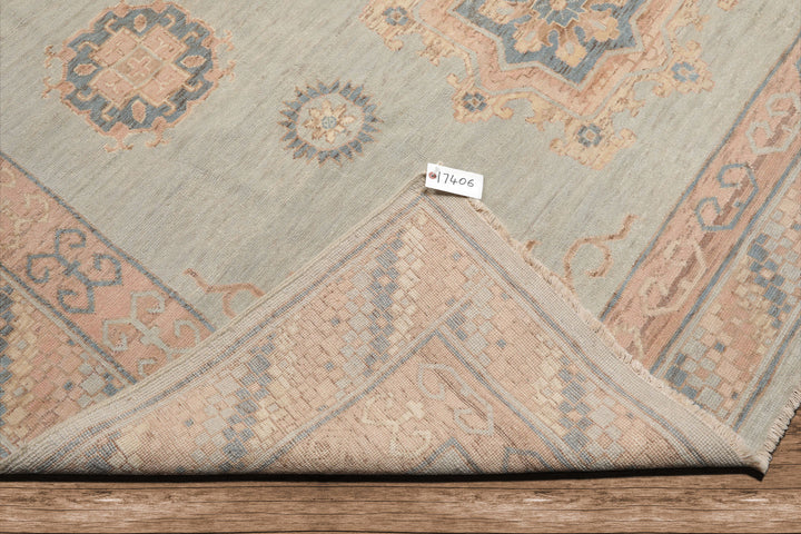 Celeste Rug 9' x 12' Pale Aqua 100% Wool Afghan Oushak Rug Hand-Knotted Traditional Oriental Design