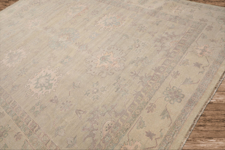 Celeste Rug 9'x12' Moss 100% Wool Afghan Oushak Rug Hand-Knotted Traditional Oriental Design
