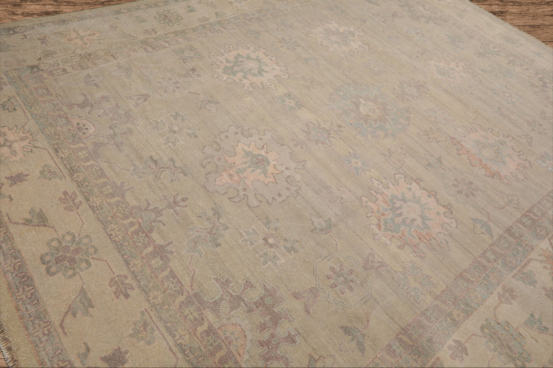 Celeste Rug 9'x12' Moss 100% Wool Afghan Oushak Rug Hand-Knotted Traditional Oriental Design