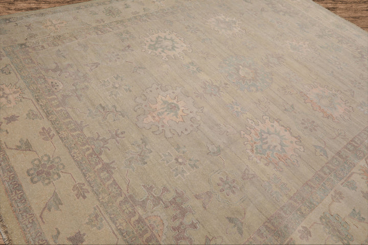 Celeste Rug 9'x12' Moss 100% Wool Afghan Oushak Rug Hand-Knotted Traditional Oriental Design