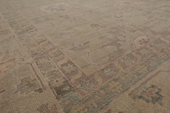 Celeste Rug 9'x12' Moss 100% Wool Afghan Oushak Rug Hand-Knotted Traditional Oriental Design