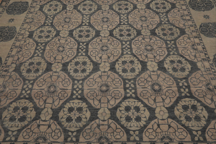 8x10 Gray, Beige, Blush Color Hand Knotted  Wool Transitional Oriental Rug