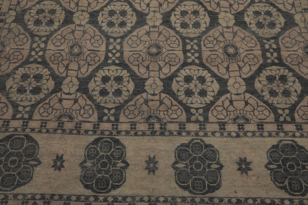 8x10 Gray, Beige, Blush Color Hand Knotted  Wool Transitional Oriental Rug