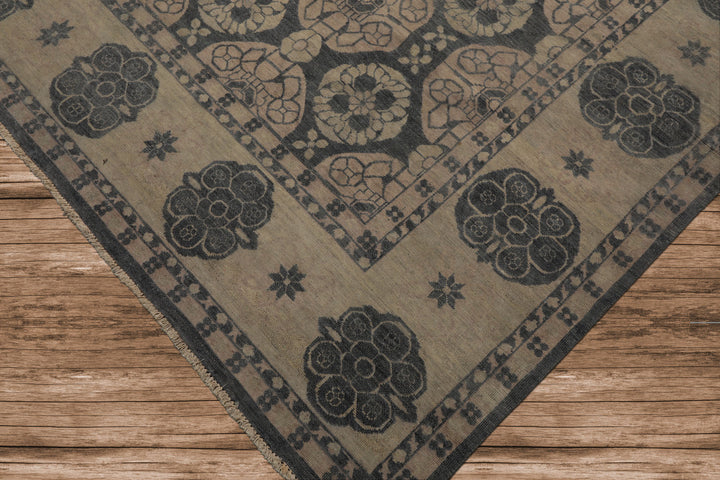 8x10 Gray, Beige, Blush Color Hand Knotted  Wool Transitional Oriental Rug