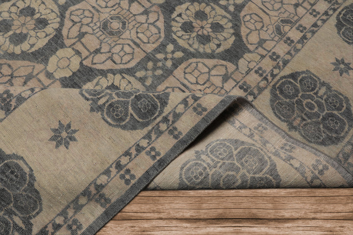 8x10 Gray, Beige, Blush Color Hand Knotted  Wool Transitional Oriental Rug