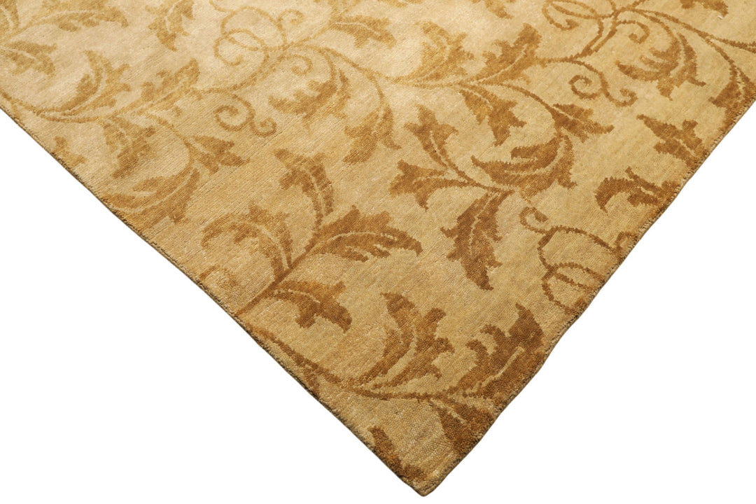 8x10 Beige, Gold, Muted Earth Tones Color Hand Knotted Tibetan Wool Transitional Oriental Rug