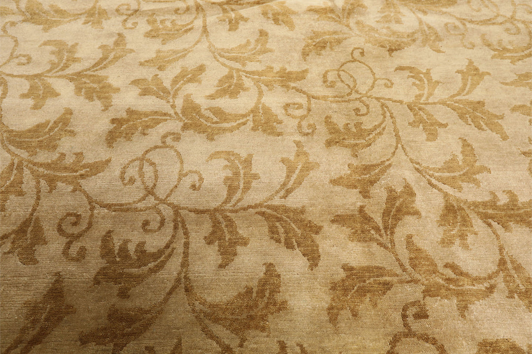 8x10 Beige, Gold, Muted Earth Tones Color Hand Knotted Tibetan Wool Transitional Oriental Rug