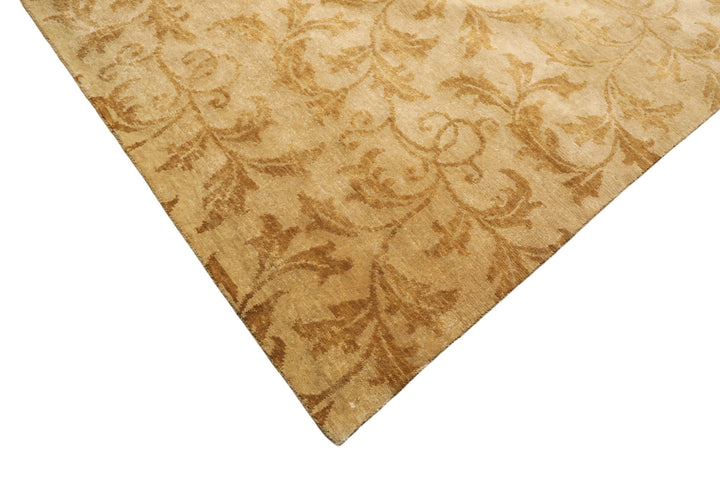 8x10 Beige, Gold, Muted Earth Tones Color Hand Knotted Tibetan Wool Transitional Oriental Rug