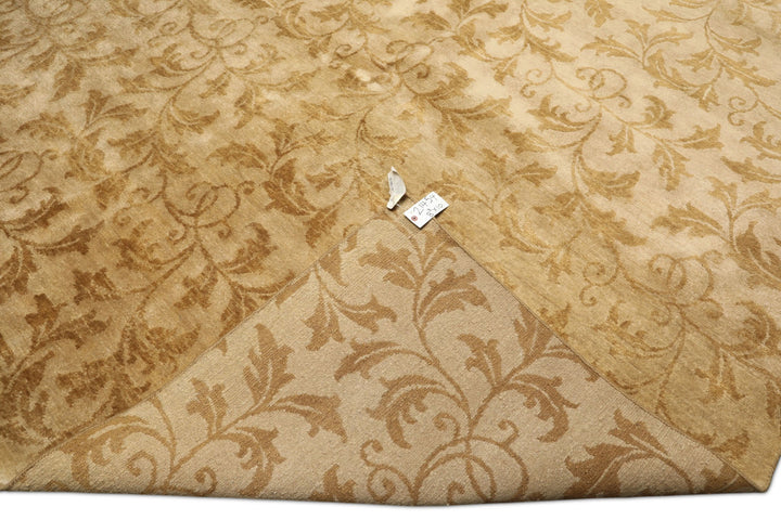 8x10 Beige, Gold, Muted Earth Tones Color Hand Knotted Tibetan Wool Transitional Oriental Rug