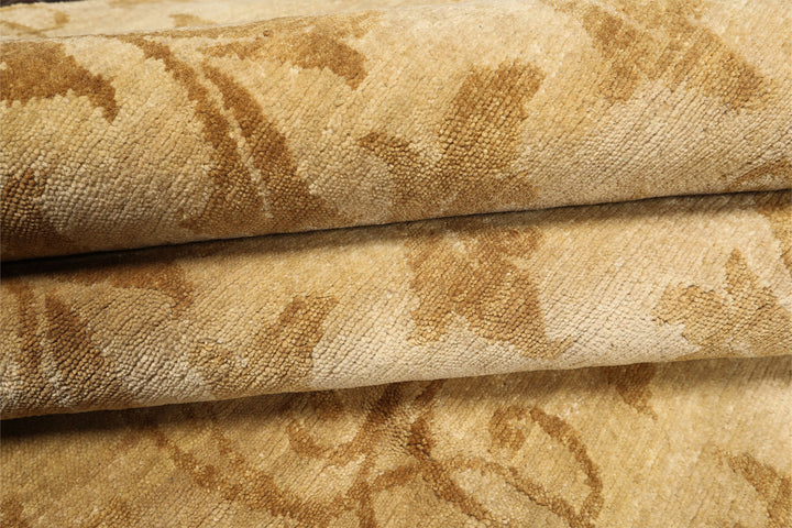 8x10 Beige, Gold, Muted Earth Tones Color Hand Knotted Tibetan Wool Transitional Oriental Rug