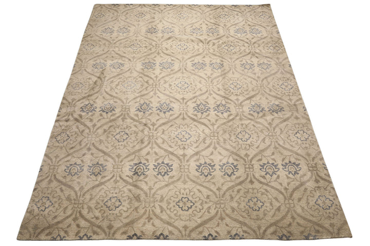 9x12 Gray, Taupe, Slate Color Hand Knotted Tibetan Wool Transitional Oriental Rug