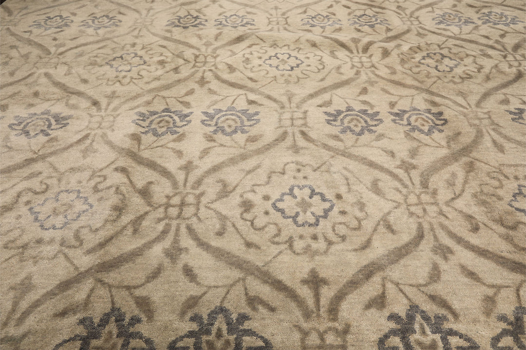 9x12 Gray, Taupe, Slate Color Hand Knotted Tibetan Wool Transitional Oriental Rug