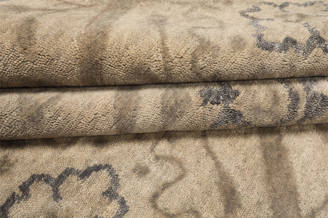 9x12 Gray, Taupe, Slate Color Hand Knotted Tibetan Wool Transitional Oriental Rug