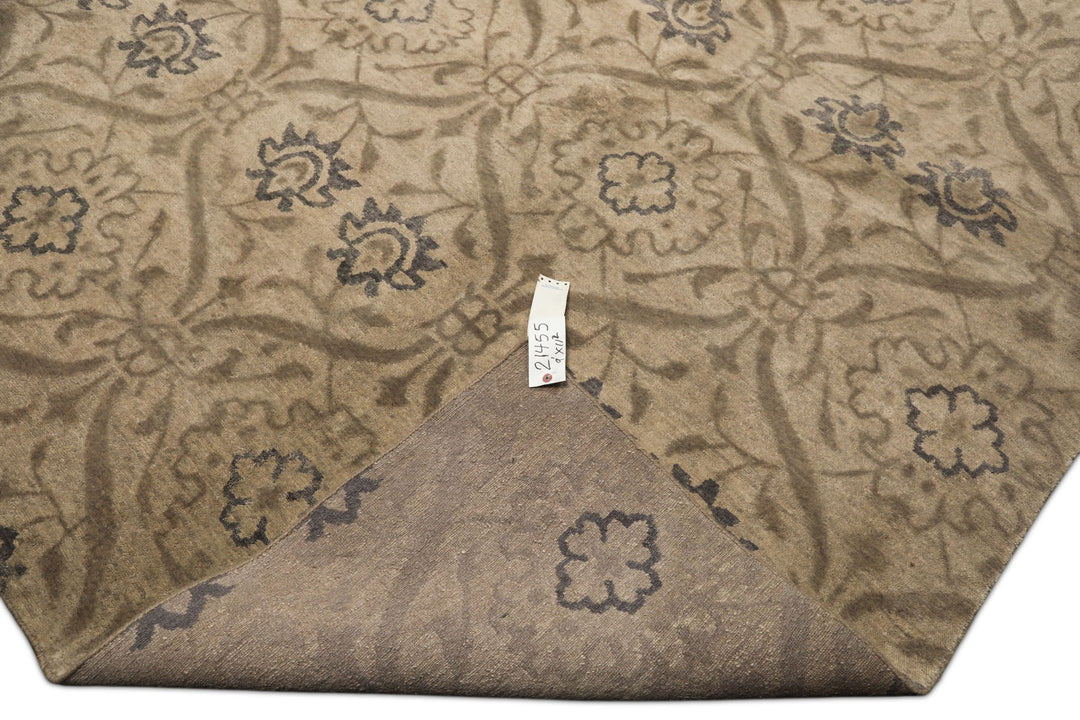 9x12 Gray, Taupe, Slate Color Hand Knotted Tibetan Wool Transitional Oriental Rug