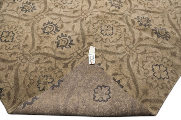 9x12 Gray, Taupe, Slate Color Hand Knotted Tibetan Wool Transitional Oriental Rug