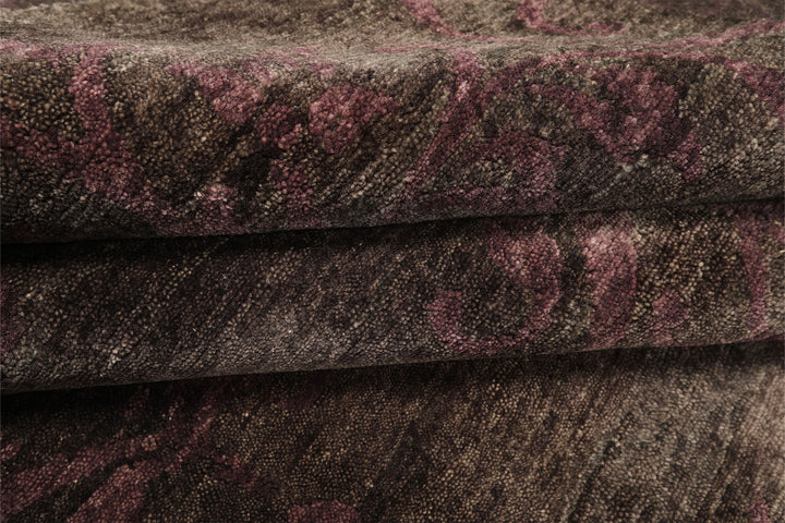 8x10 Greenish, Gray, Aubergine Color Hand Knotted Tibetan Wool Transitional Oriental Rug