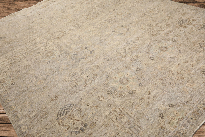 8x10 Beige, Gray, Taupe Color Hand Knotted  Wool Transitional Oriental Rug