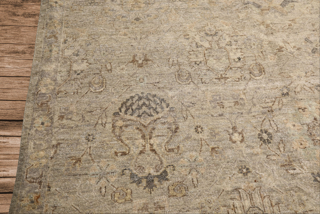 8x10 Beige, Gray, Taupe Color Hand Knotted  Wool Transitional Oriental Rug