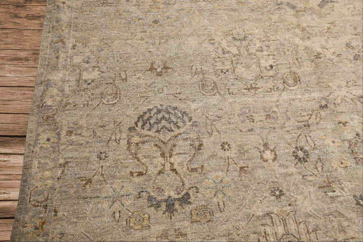 8x10 Beige, Gray, Taupe Color Hand Knotted  Wool Transitional Oriental Rug