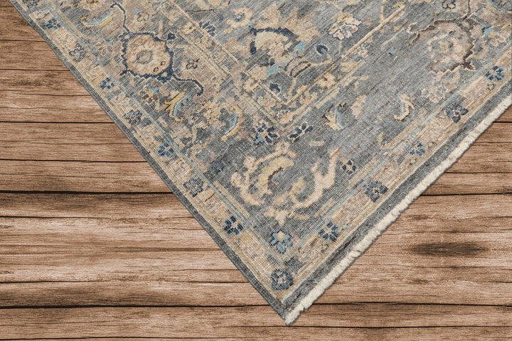 8x10 Slate, Blue, Gray Color Hand Knotted Oushak Wool Traditional Oriental Rug