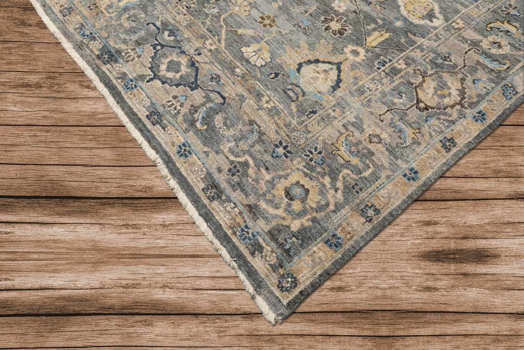 8x10 Slate, Blue, Gray Color Hand Knotted Oushak Wool Traditional Oriental Rug