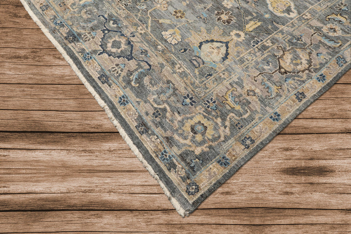 8x10 Slate, Blue, Gray Color Hand Knotted Oushak Wool Traditional Oriental Rug