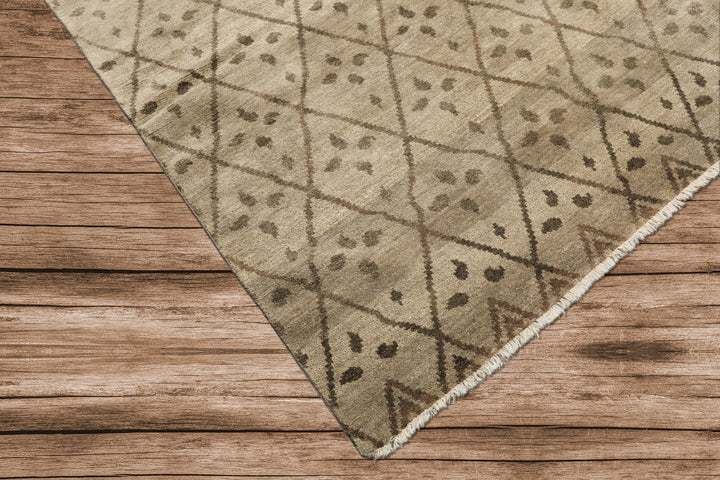 8x10 Moss, Gray, Color Hand Knotted Oushak Wool Transitional Oriental Rug